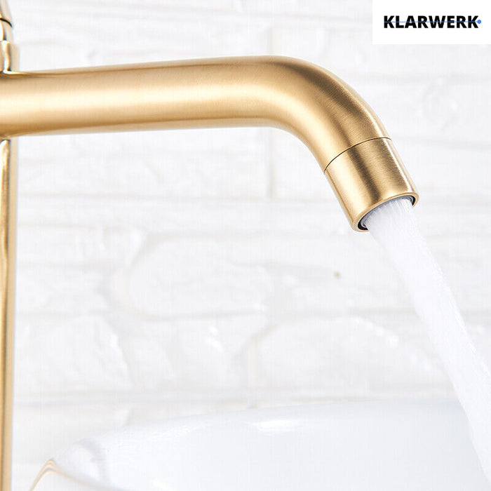 Julia | Rubinetto da bagno alto Hotel Gastro Gold spazzolato |Rubinetto premium in acciaio inossidabile per lavelli alti |Rubinetto ad alta pressione