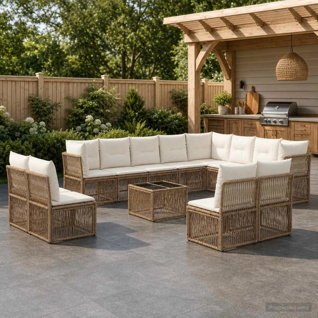 Set Divano da Giardino 13 pcs Beige polyrattan 3434415