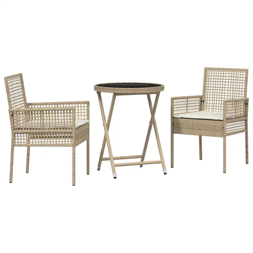 Set Bistro da Giardino 3 pcs Beige polyrattan 3334966