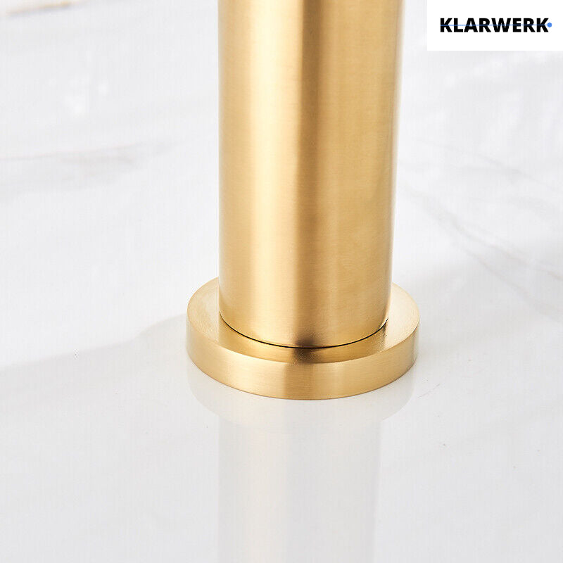 Julia | Rubinetto da bagno alto Hotel Gastro Gold spazzolato |Rubinetto premium in acciaio inossidabile per lavelli alti |Rubinetto ad alta pressione