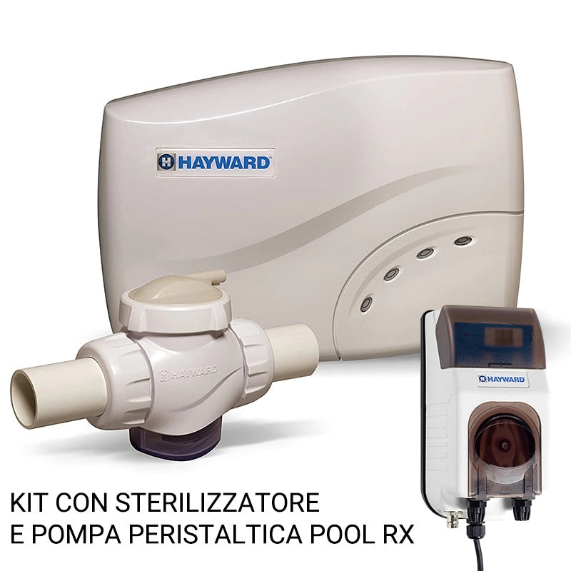 Kit Sterilizzatore Salt & Swim 3c E Pompa Peristaltica Pool Rx Hayward Per Piscine Fino A 110 Mc