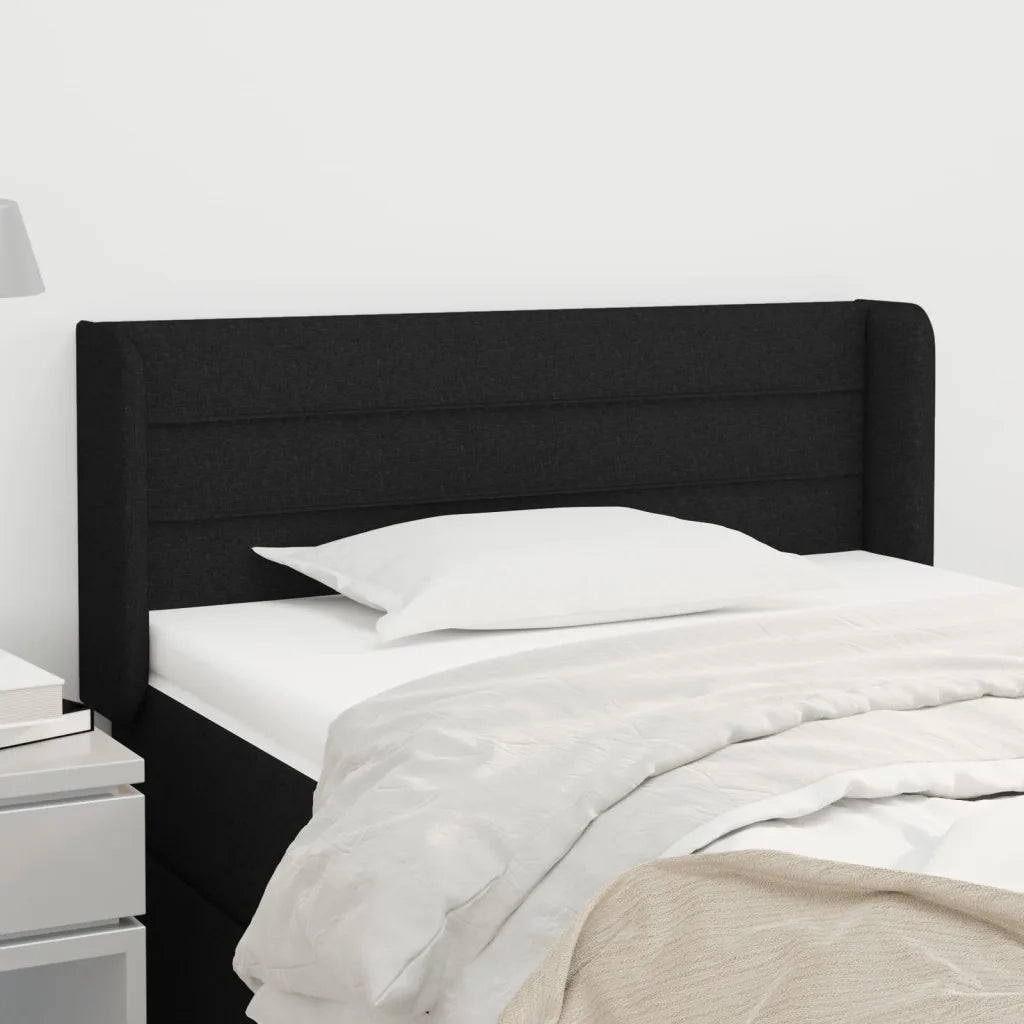 Testiera | Testata ad Orecchio Nera 93x16x78/88 cm in Tessuto
