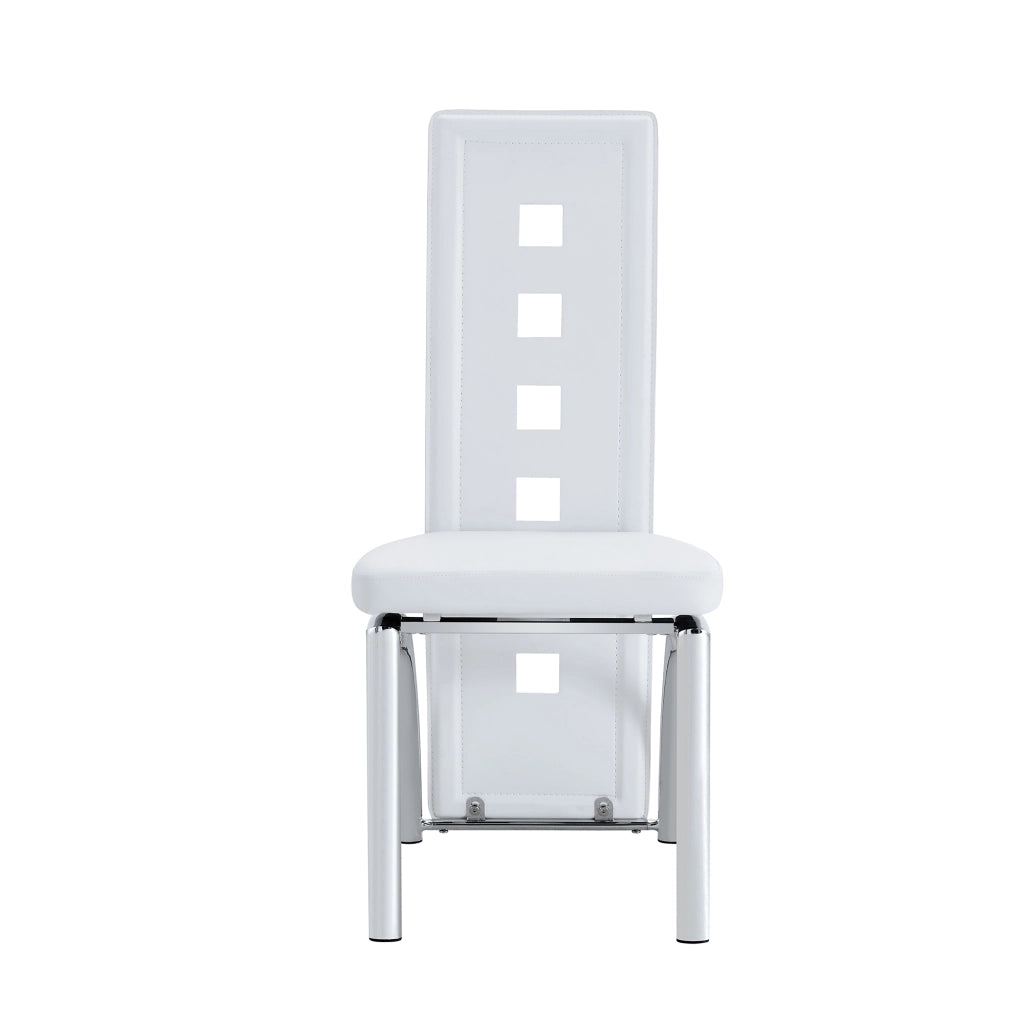 Set tavolo da pranzo e sedie con 1 tavolo rotondo e 4 sedie; vetro temperato e metallo; bianco e argento