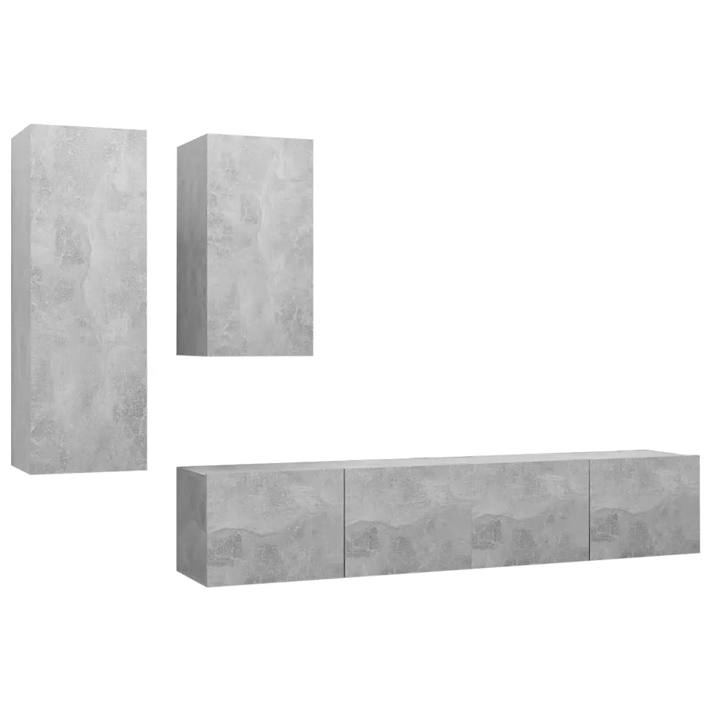 Set di Mobili Porta TV 4 pz Grigio Cemento in Legno Multistrato 3079152