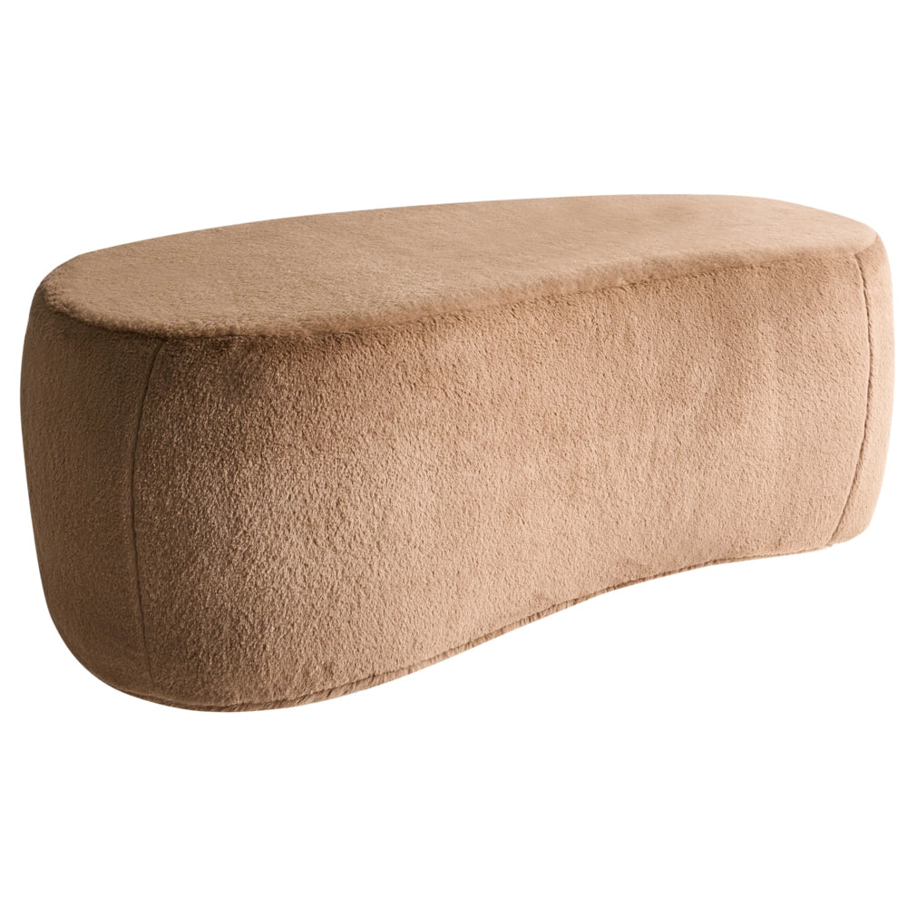 Sgabello imbottito moderno in bouclé marrone panca da letto sgabello