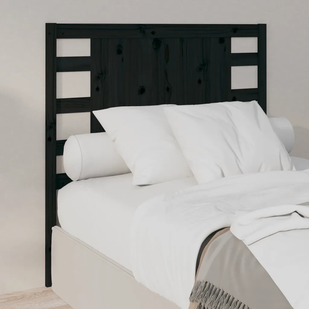 Testiera | Testata per Letto Nera 106x4x100 cm in Legno Massello di Pino