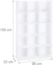 Scaffale modulare in plastica bianca per riporre le scarpe con 15 scomparti guardaroba e ripostiglio (13_0001075_2)