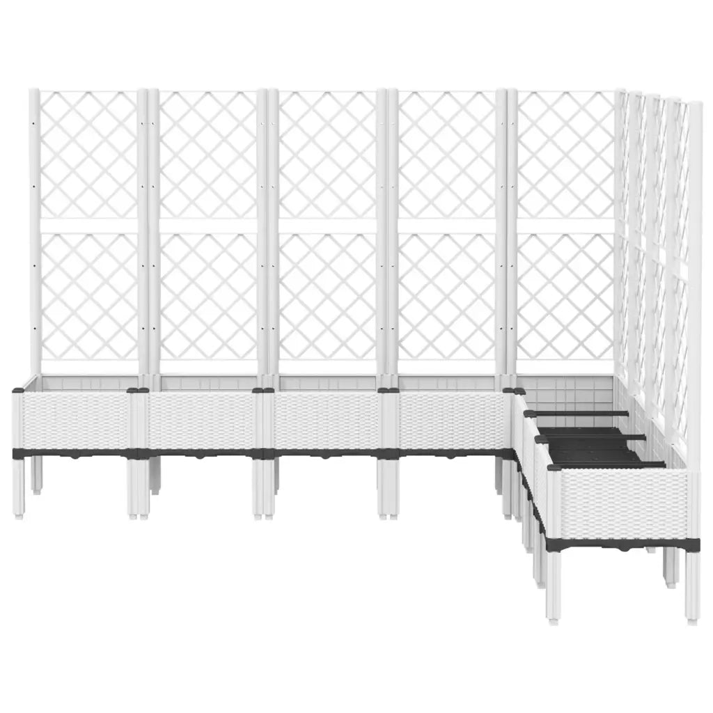 Fioriera | Cassetta per fiori | Vaso da Giardino con Traliccio Bianco 200x160x142 cm in PP