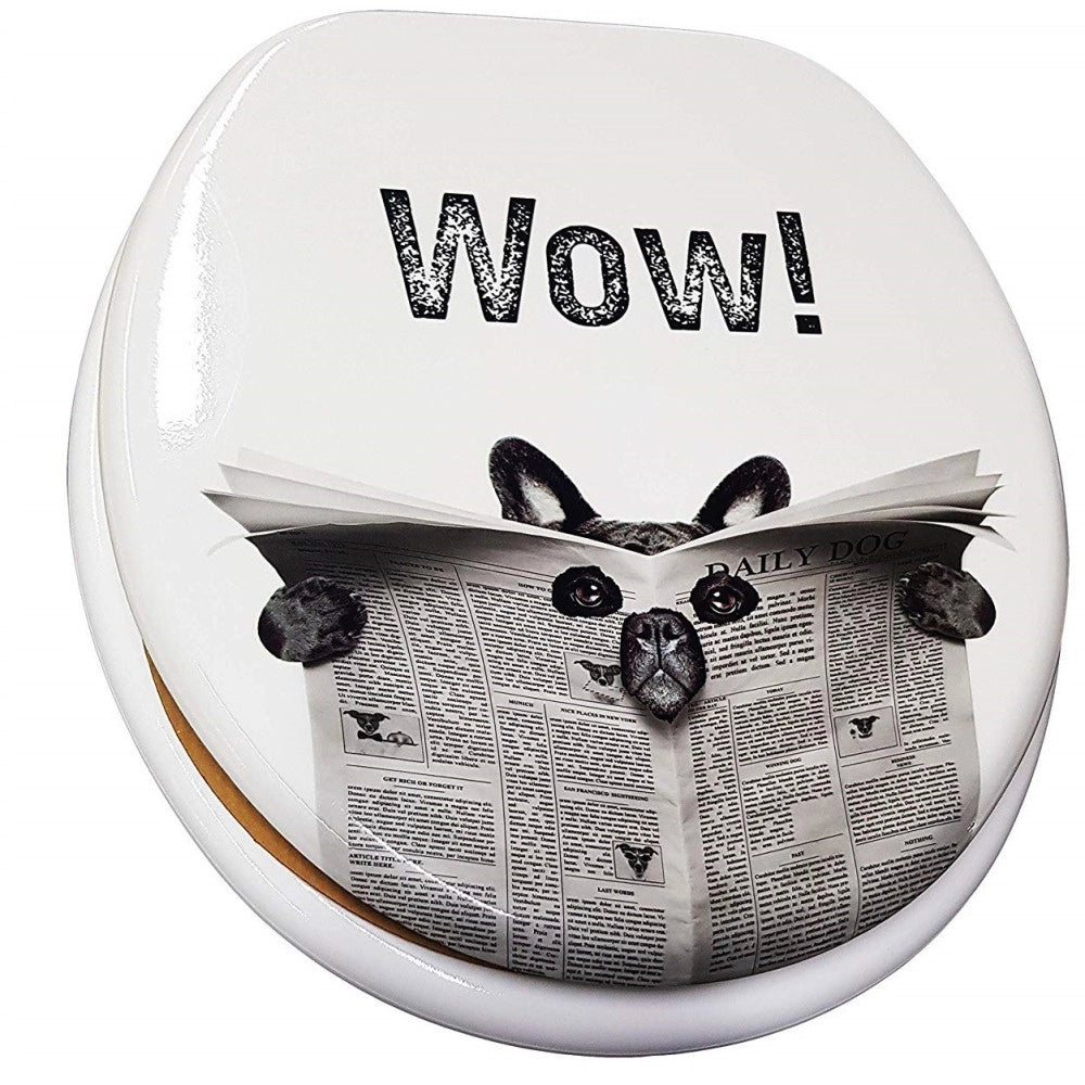 Trade Shop - Copriwater Universale Cagnolino Nero Giornale  69004 Tazza Bagno Wc Water -        3,5