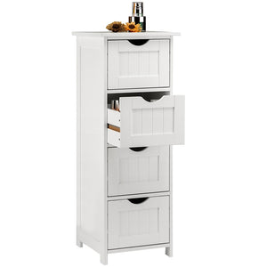 Mobile Bagno Cassettiera 4 Cassetti con Ripiano Legno MDF Bianco 30x30x82cm
