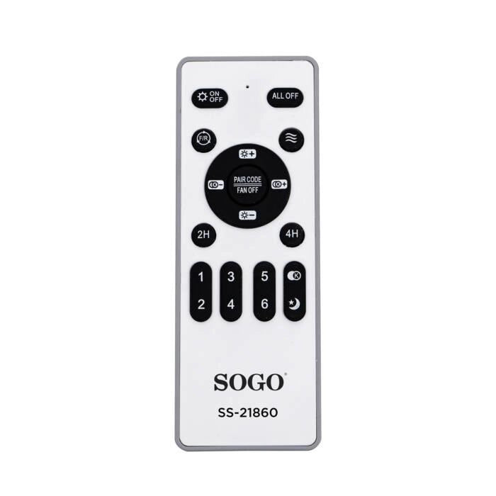 Ventilatore da soffitto 90 cm con luce LED 30W, 6 velocità, motore DC 18W, telecomando e timer - SOGO