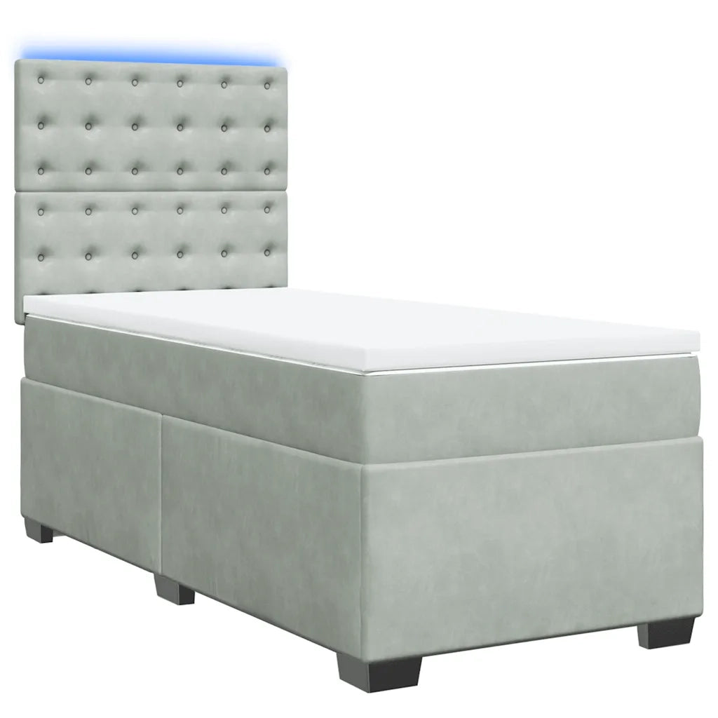 Giroletto a Molle con Materasso Grigio Chiaro 80x200 cm Velluto