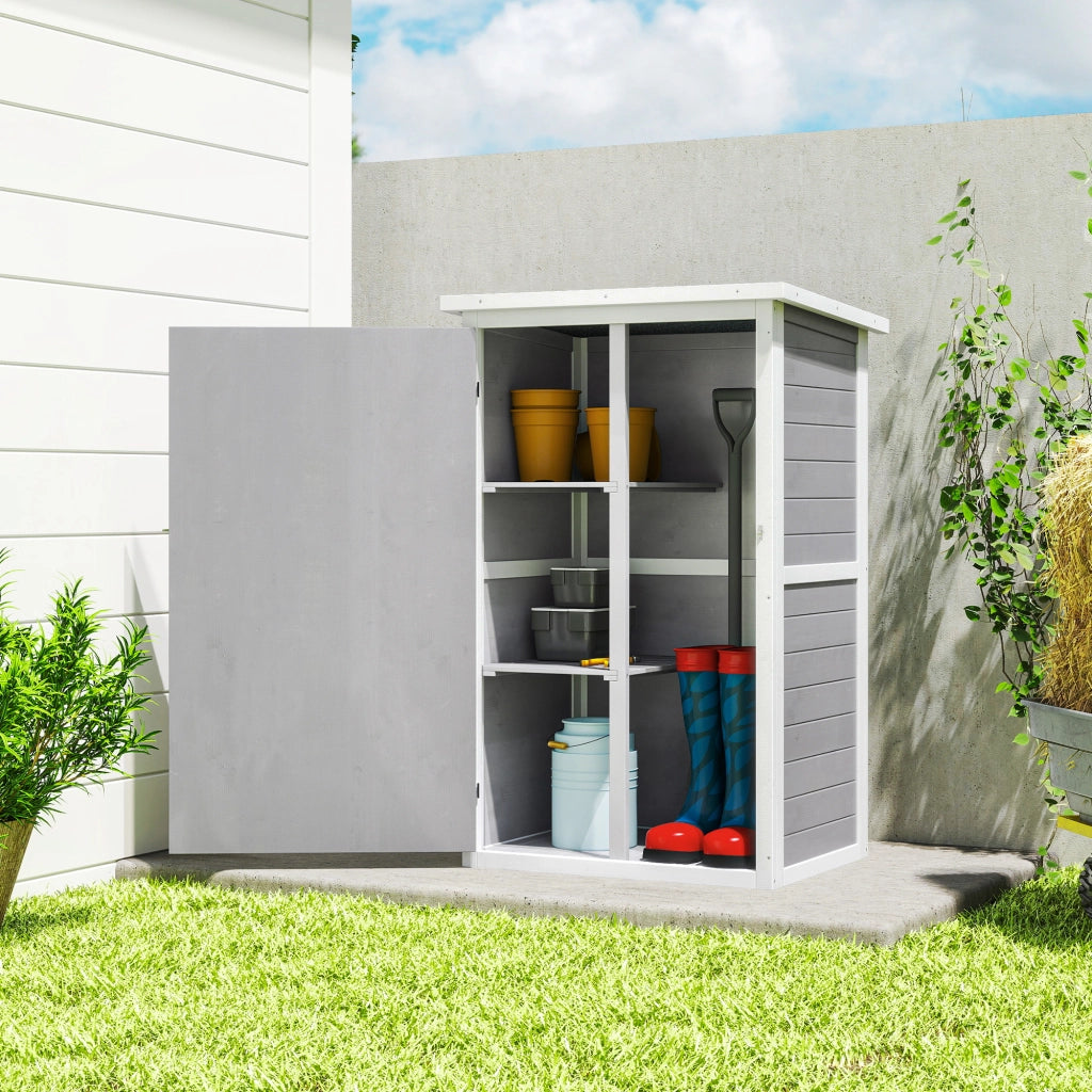 Armadio da giardino in legno per esterno con 2 ripiani e tetto in bitume ¨C zephmum ¨C 75x56x115 cm grigio