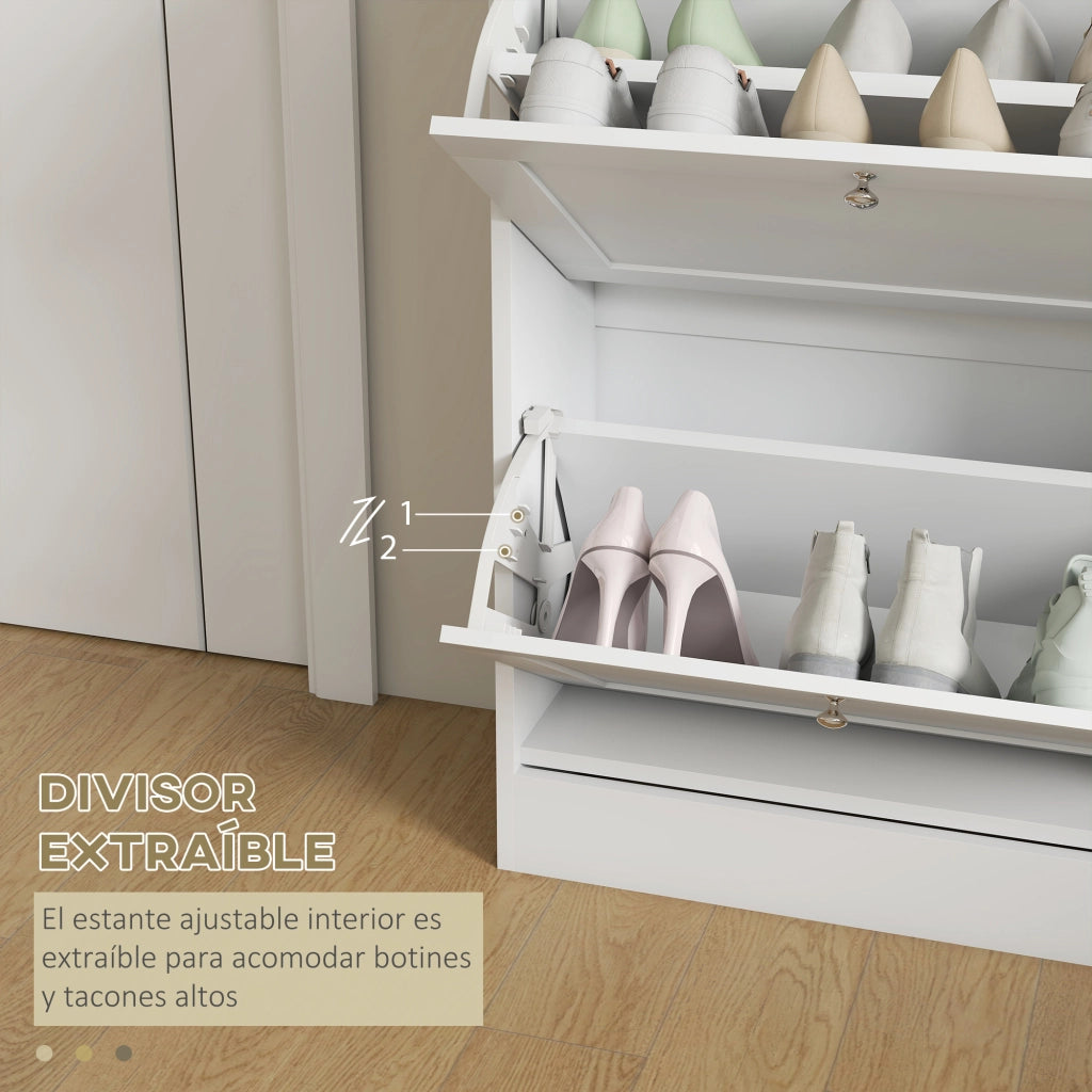 Scarpiera con 2 Ante e Ripiani Ajustables ¨C zephmum ¨C 60x23.5x80 cm Bianco