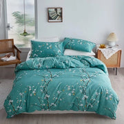 Set di coperte 200 x 220 cm, coperta di microfibra blu 200 x 220 cm e cuscini 80 x 80 cm, disegno floreale di stile elegante, coperta elegante con chiusura a zip per letto matrimoniale.