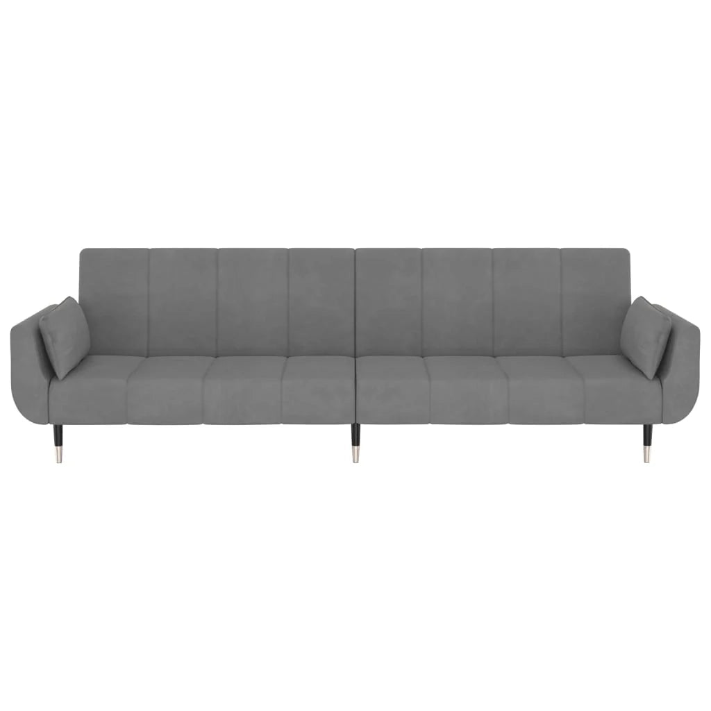 Divano letto 2 posti trasformabile soggiorno letto ospiti divano letto pieghevole per soggiorno interno casa posti a sedere con due cuscini velluto grigio chiaro 02_0020119