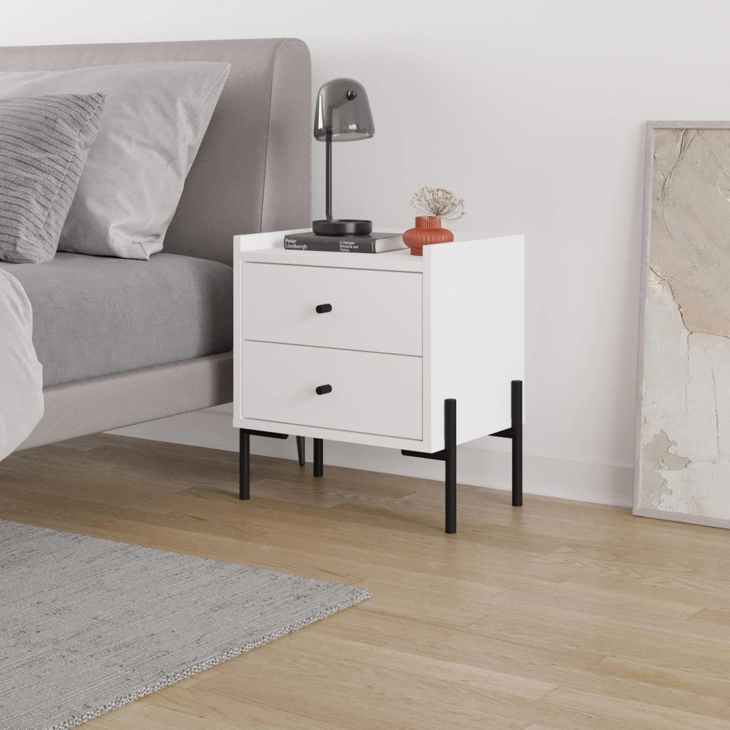 Comodino in legno "Malta" - 45 x 35 x 52 cm - Bianco