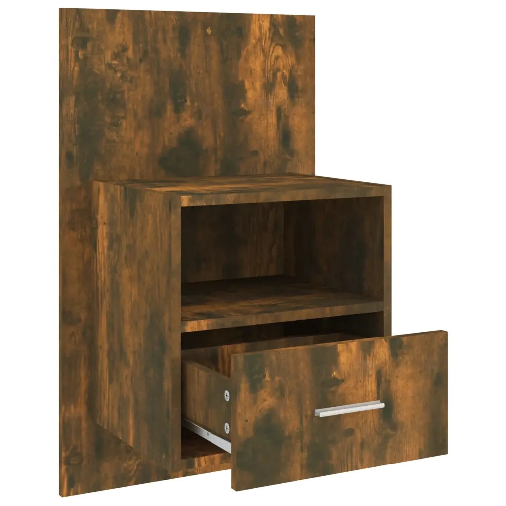 Comodini a Muro 2 pz-Set di 2 Tavolino da notte Rovere Fumo 275912