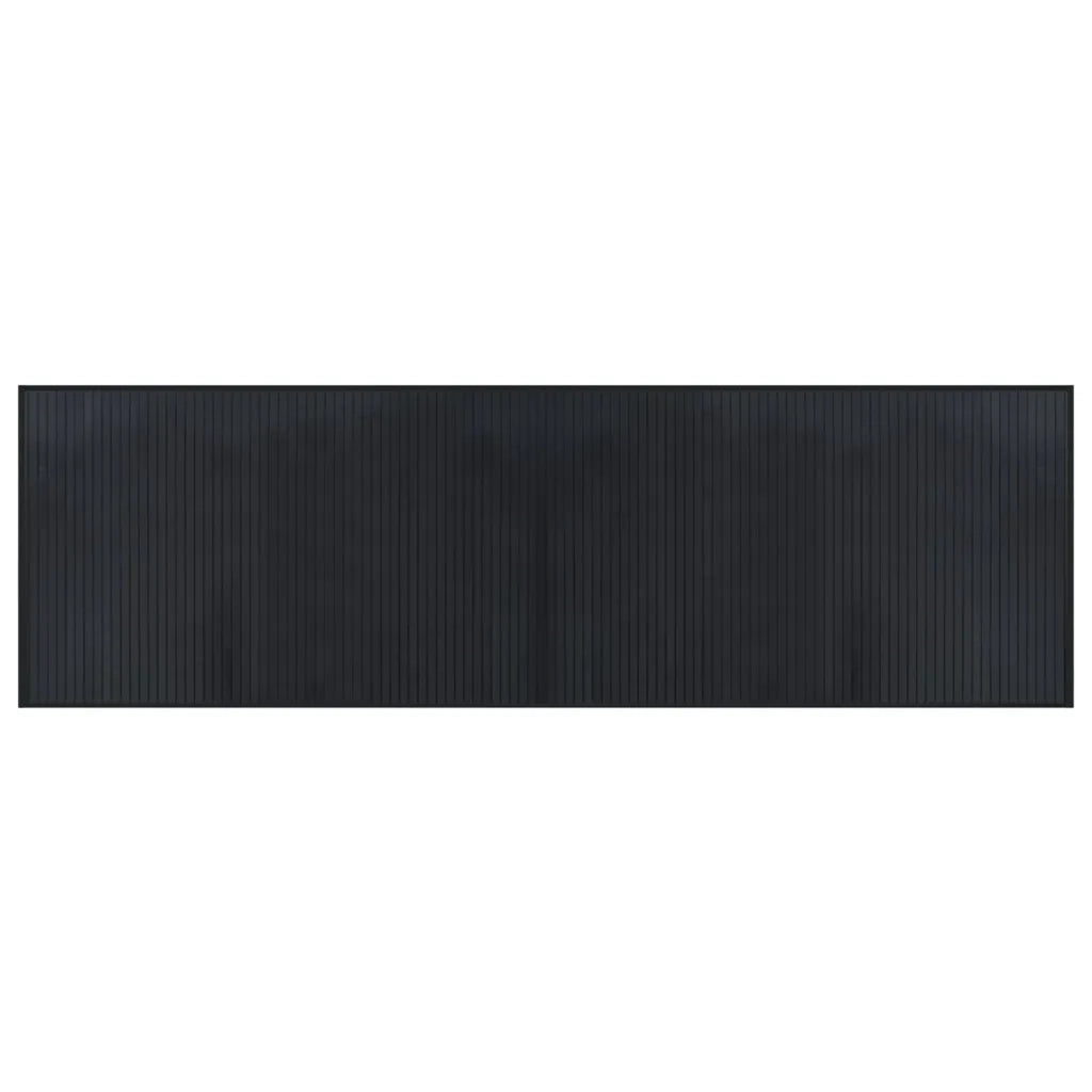 Tappeto Rettangolare Nero 60x200 cm in Bambù 376834