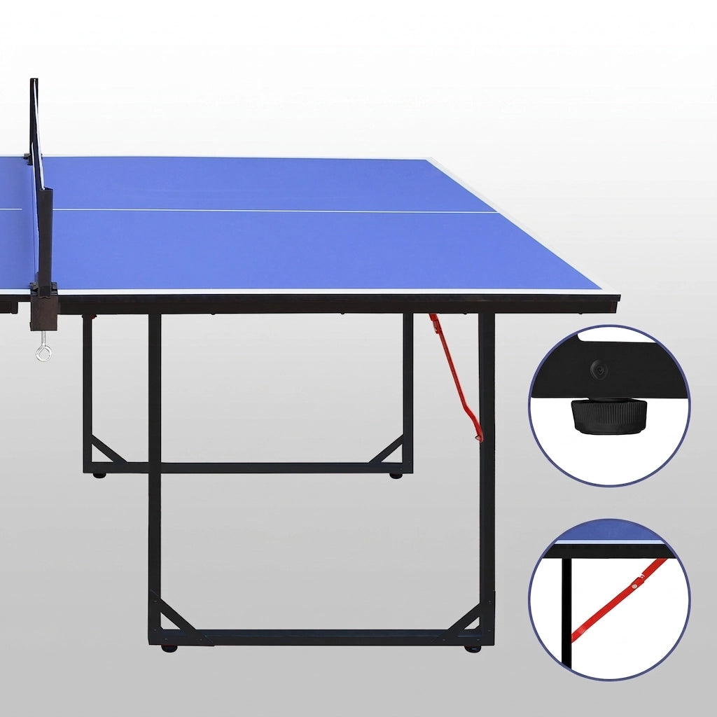 Tavolo da Ping Pong Pieghevole 6 FT 182×91×76;2 cm con Rete; 2 Racchette e 3 Palline; Blu Nero