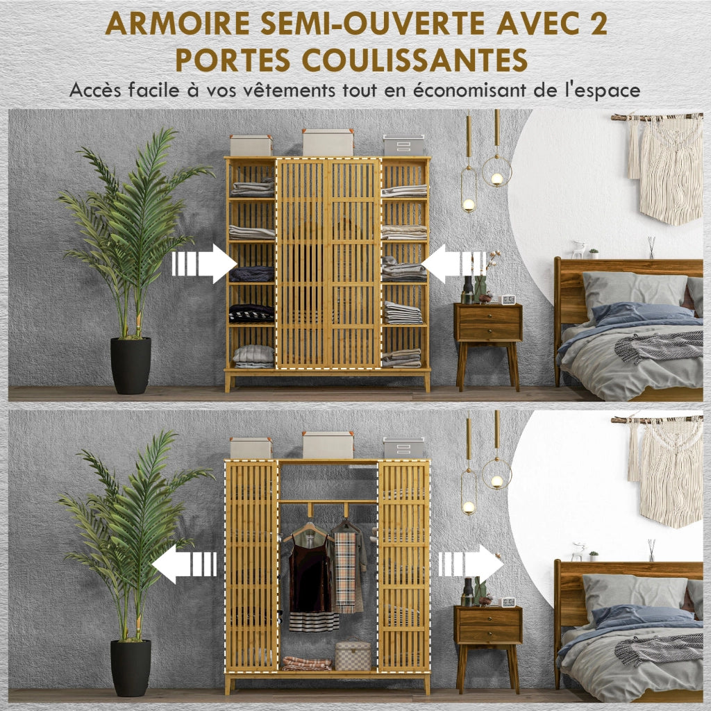 Armadio Scorrevole con Ante ¨C Zephmum ¨C Bianco Bamb¨´ 145x35x165cm