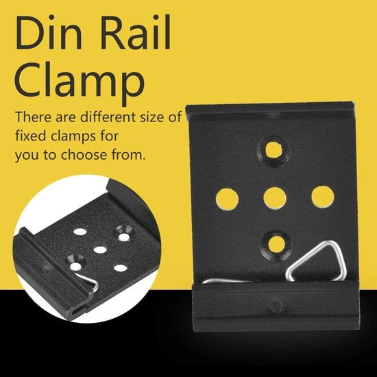 Clip per rail DIN a vaso largo in alluminio - 35mm - Nero opaco - Adatto per clip a vite - Modello a 5 fori
