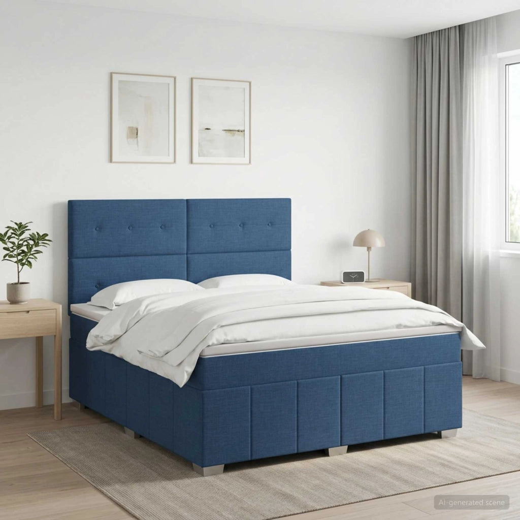 Letto box spring con materasso Blu 160 x 200 cm Tessuto 3454182