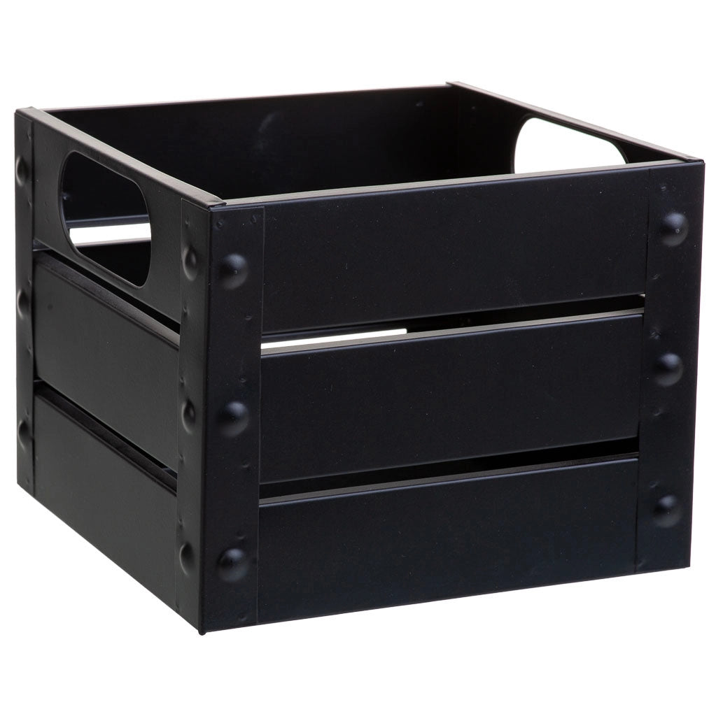 Cestino quadrato in metallo stampato nero 18x18x14