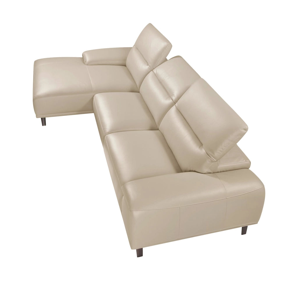 Divano chaise longue sinistro in pelle grigio tortora