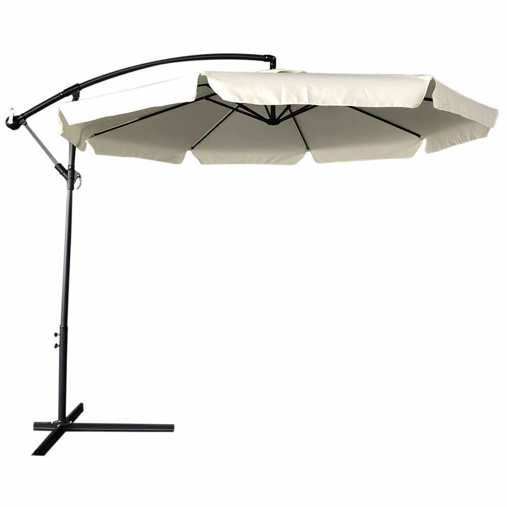 Ombrellone Giardino Decentrato 3x3 Ecru Telo con pendente Palo Alluminio Gazebo