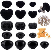 Set di Protezioni per Occhi in Plastica, Nero, 64 pezzi, Amigurumi, Animali in Plush, Dimensioni variabili da 9 mm a 21 mm, con Bottone