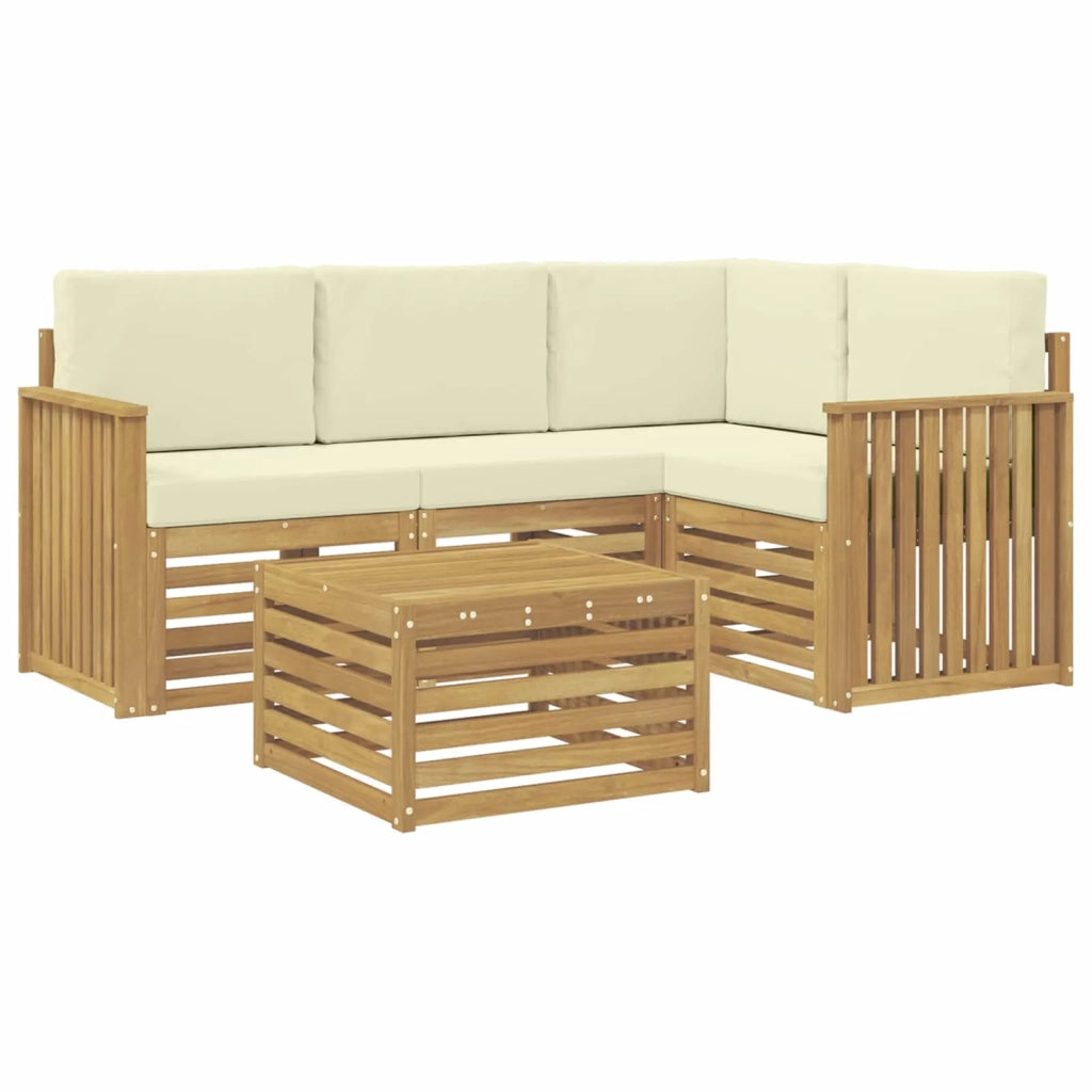Set di divani da esterno 5 pcs Bianco e Crema 59 x 59 x 37 cm 3391790