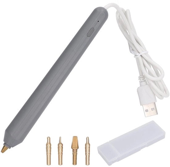 Penna per Stampa a Caldo con Follia di Riscaldamento USB - 4 Punzoni per Progetti Creativi