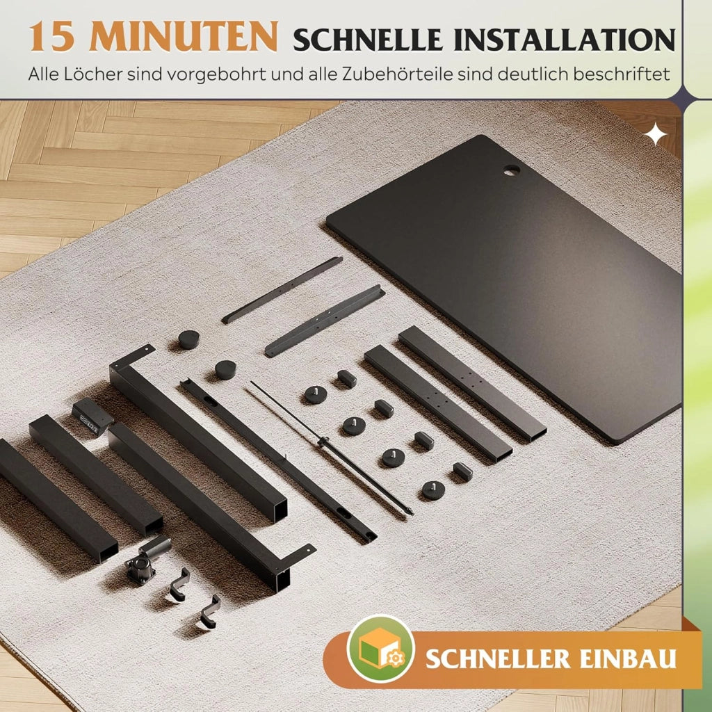 Scrivania regolabile in altezza ¨C zephmum ¨C Nero, 120x60 cm
