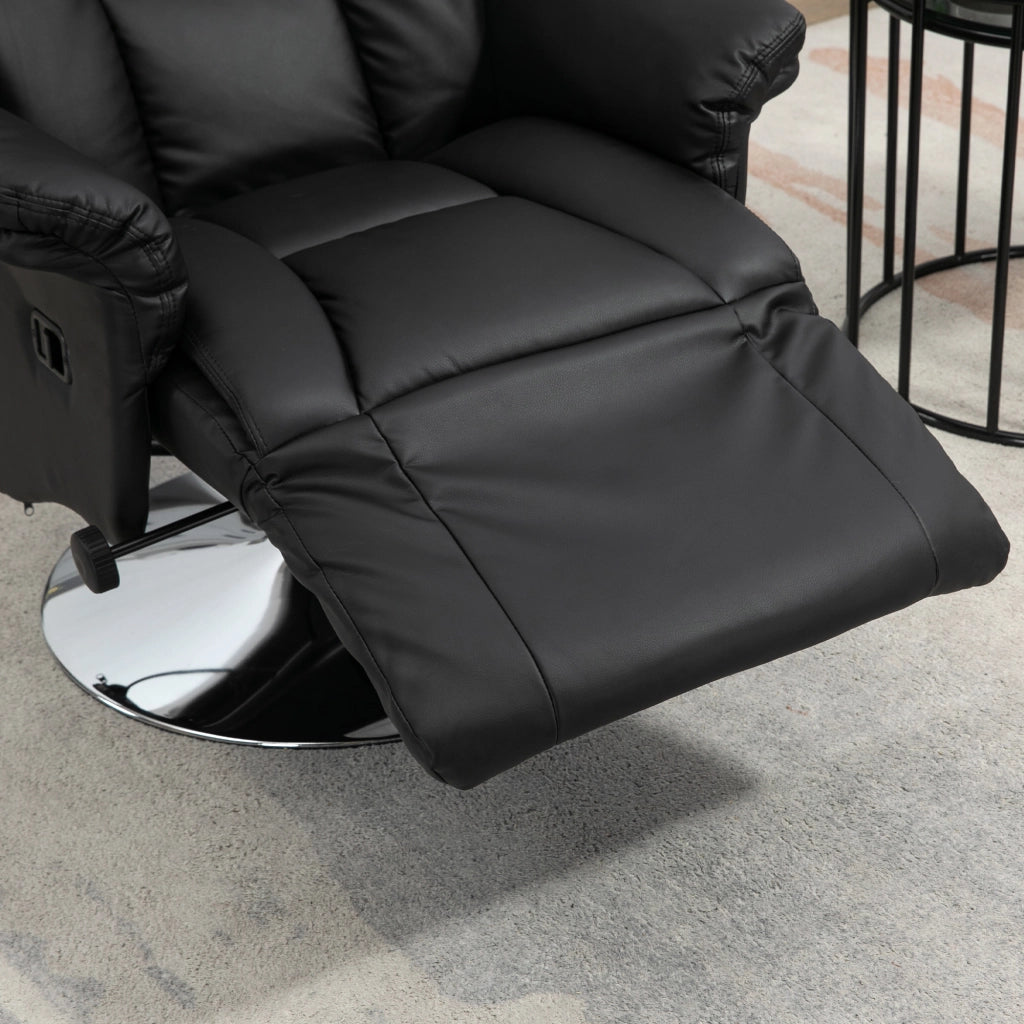 POLTRONA RELAX Girevole 360° 78x80x109 cm Pelle rigenerata Nera