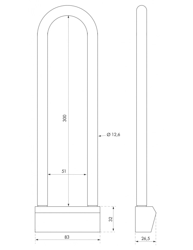Lucchetto NAUTIC 80 mm in ottone, arco alto 300 mm in ottone, 3 chiavi – THIRARD