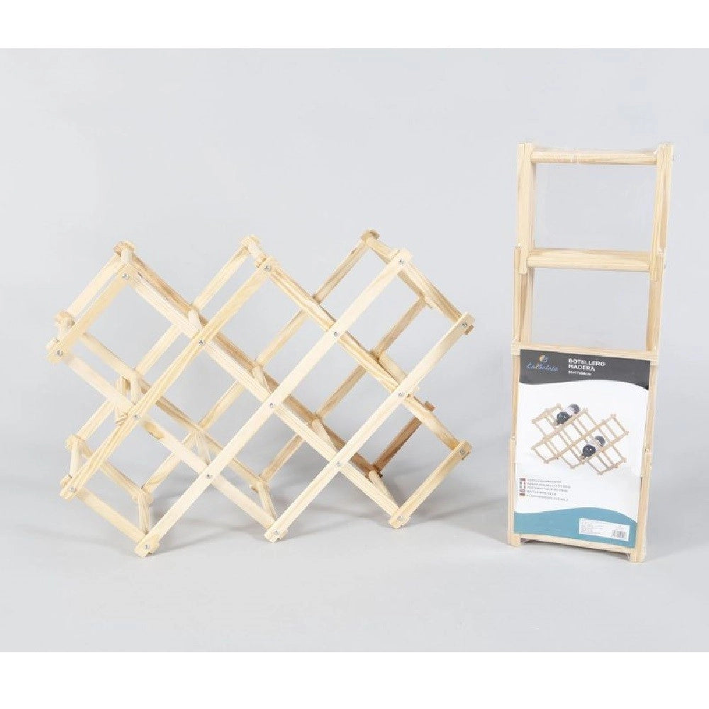 Trade Shop - Portabottiglie Cantinetta Legno 8 Bottiglie Scaffale Richiudibile Bottiglia Vino -