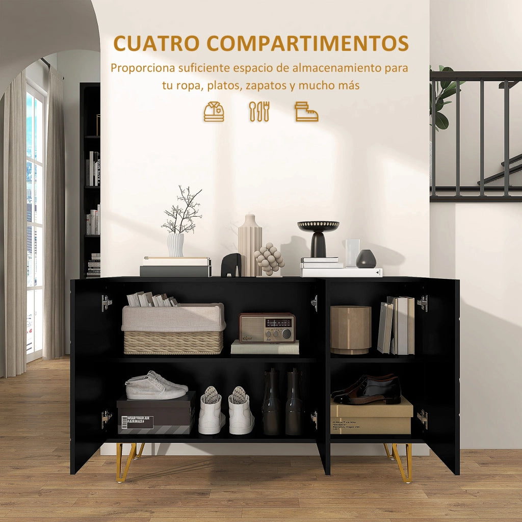 Mobile Ingresso con 3 Ante e Ripiani ¨C Zephmum ¨C Nero 120x40x75 cm