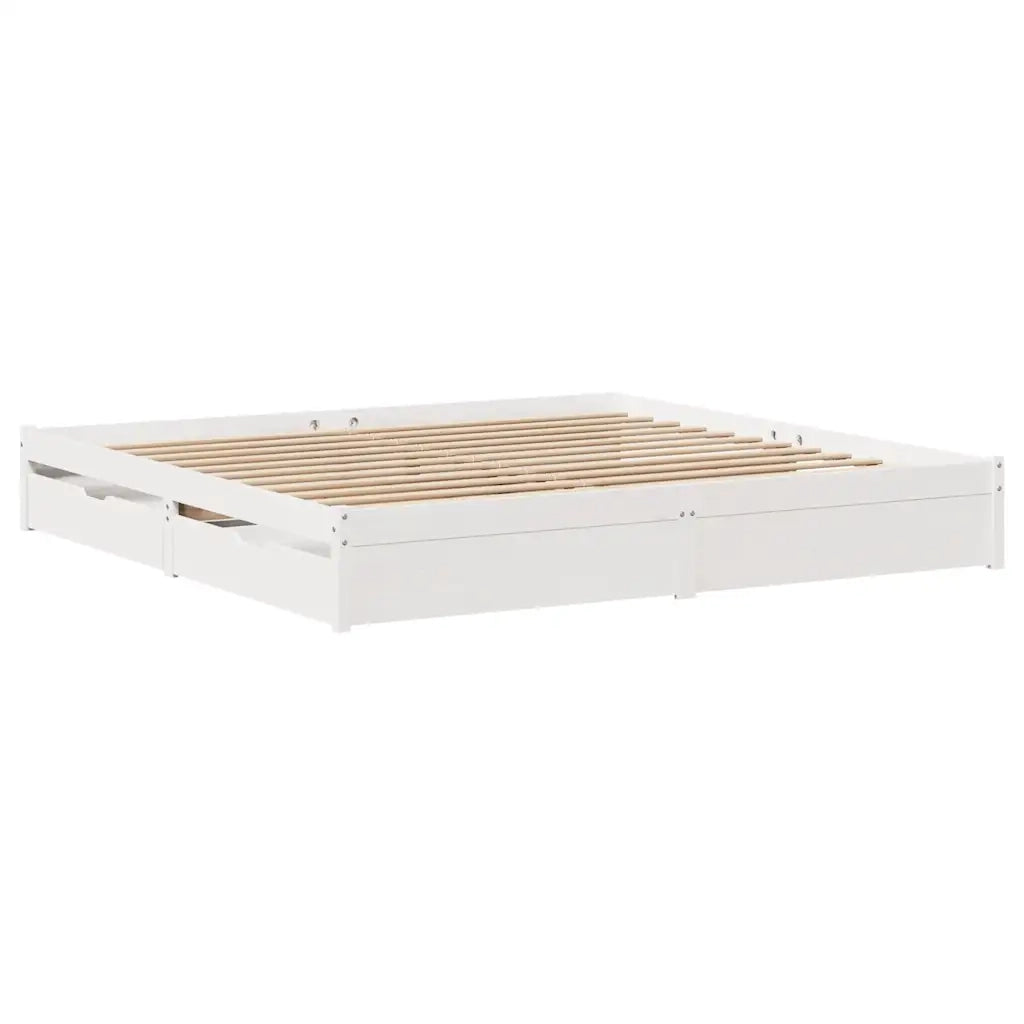 Letto senza Materasso-Struttura Letto Bianco 180x200 cm Legno Massello di Pino 560893