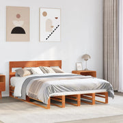 Letto senza Materasso-Struttura Letto Marrone Cera 140x190 cm in Legno di Pino 589425