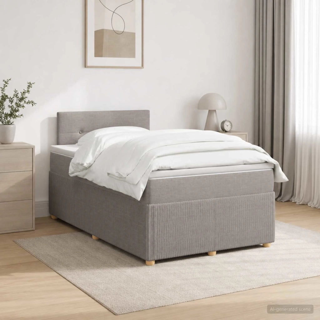 Letto box spring con materasso Tortora 120 x 200 cm Tessuto 3452908