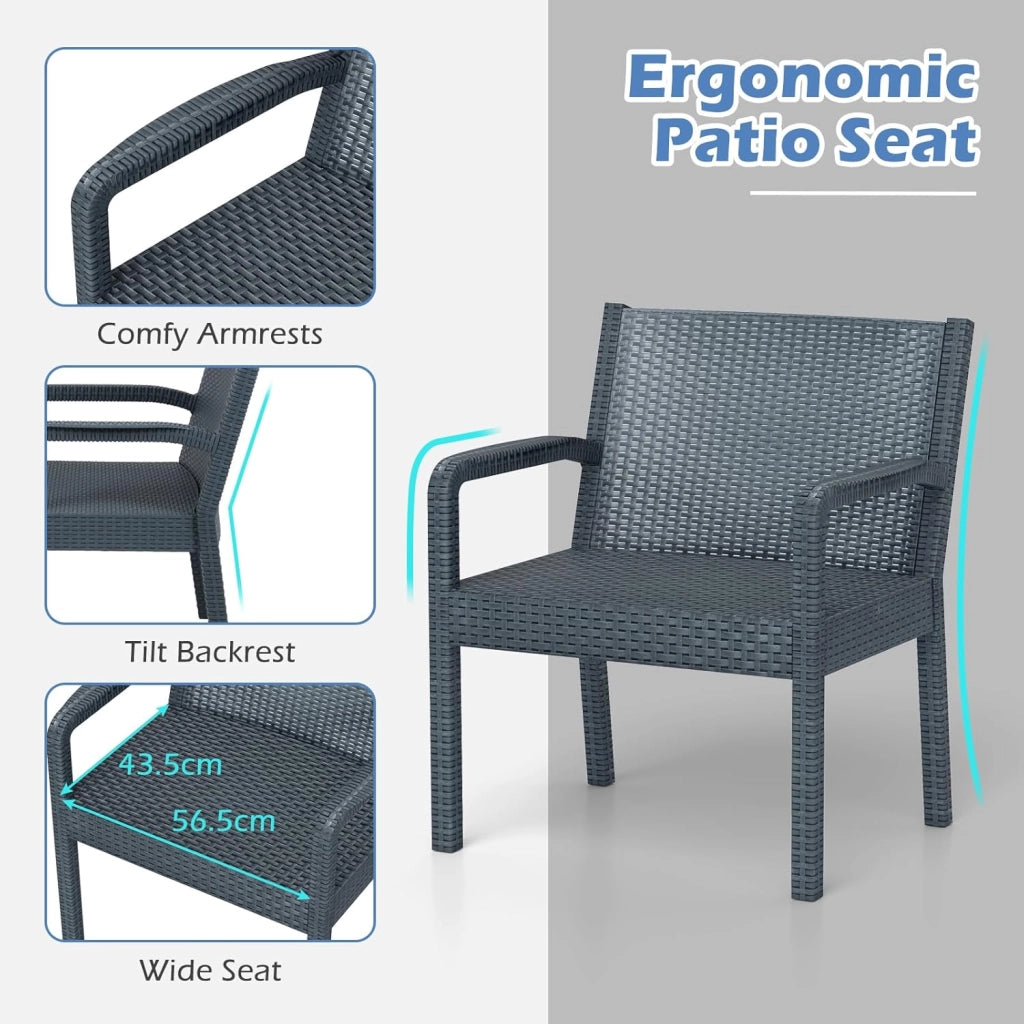 Set di mobili da giardino in rattan, per balconi, balconi, terrazze, per esterni, resistenti alle intemperie, in polipropilene, per 2 persone, set di mobili da balcone, 3 pezzi, 2 poltrone e