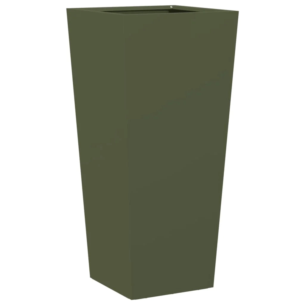 Fioriera aiuola rialzata fioriera aiuola giardino terrazza set da 2 verde oliva 35 x 35 x 75 cm acciaio verde 02_0039081
