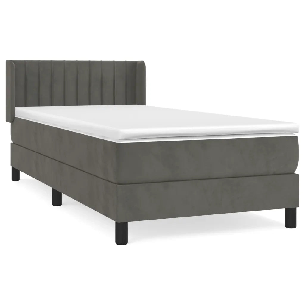 Giroletto a Molle con Materasso-Struttura Letto Grigio Scuro 90x190 cm Velluto 251851