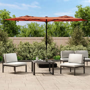 Ombrellone a Doppia Testa con LED Terracotta 316x145 cm 362974