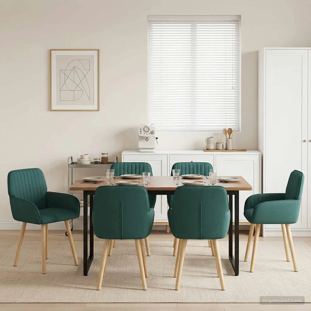 Sedie da pranzo 6 pz Tessuto Verde Scuro 56,5 x 50 x 87,5 cm 3428205