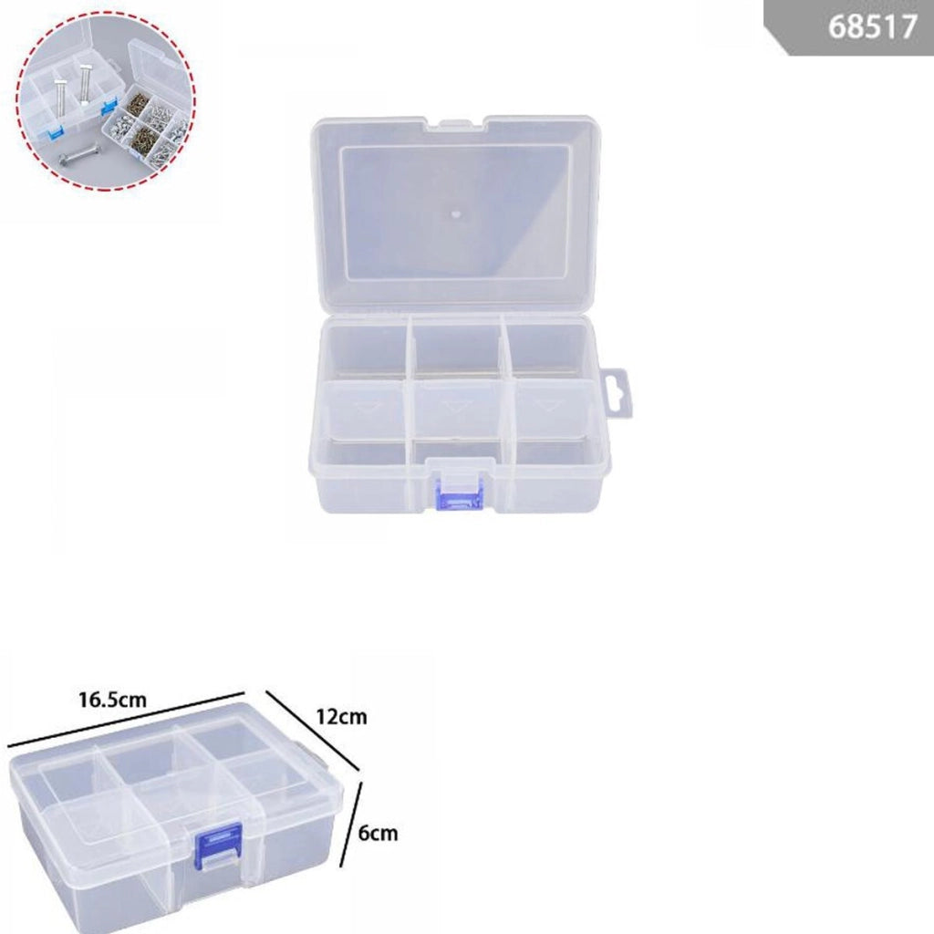 SCATOLA PLASTICA CONTENITORE GIOIELLI PERLINE UTENSILI VITI VARI SCOMPARTI 68517