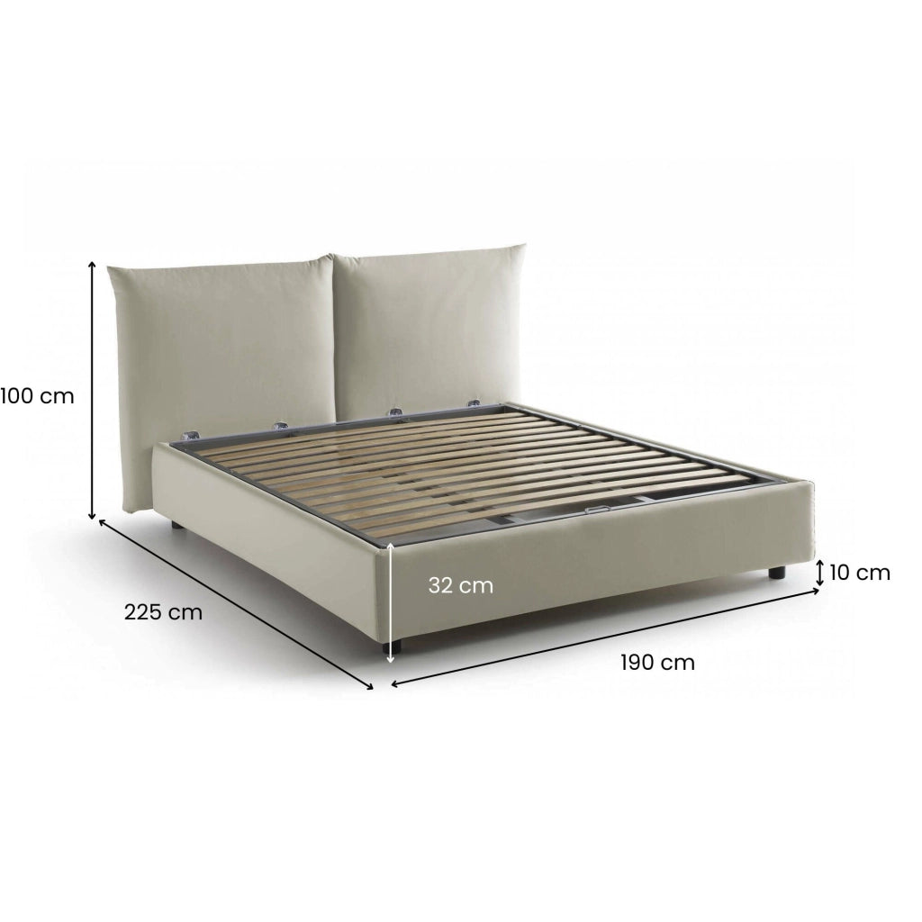 Letto Matrimoniale Aghineo, Letto Matrimoniale Sfoderabile Made in Italy, Beige