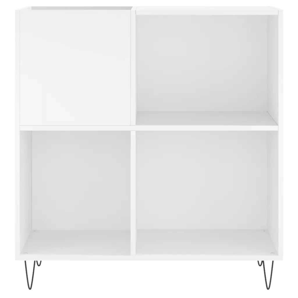 Mobiletto portadischi classico e pratico 84,5 x 38 x 89 cm in legno composito bianco 02_0049167