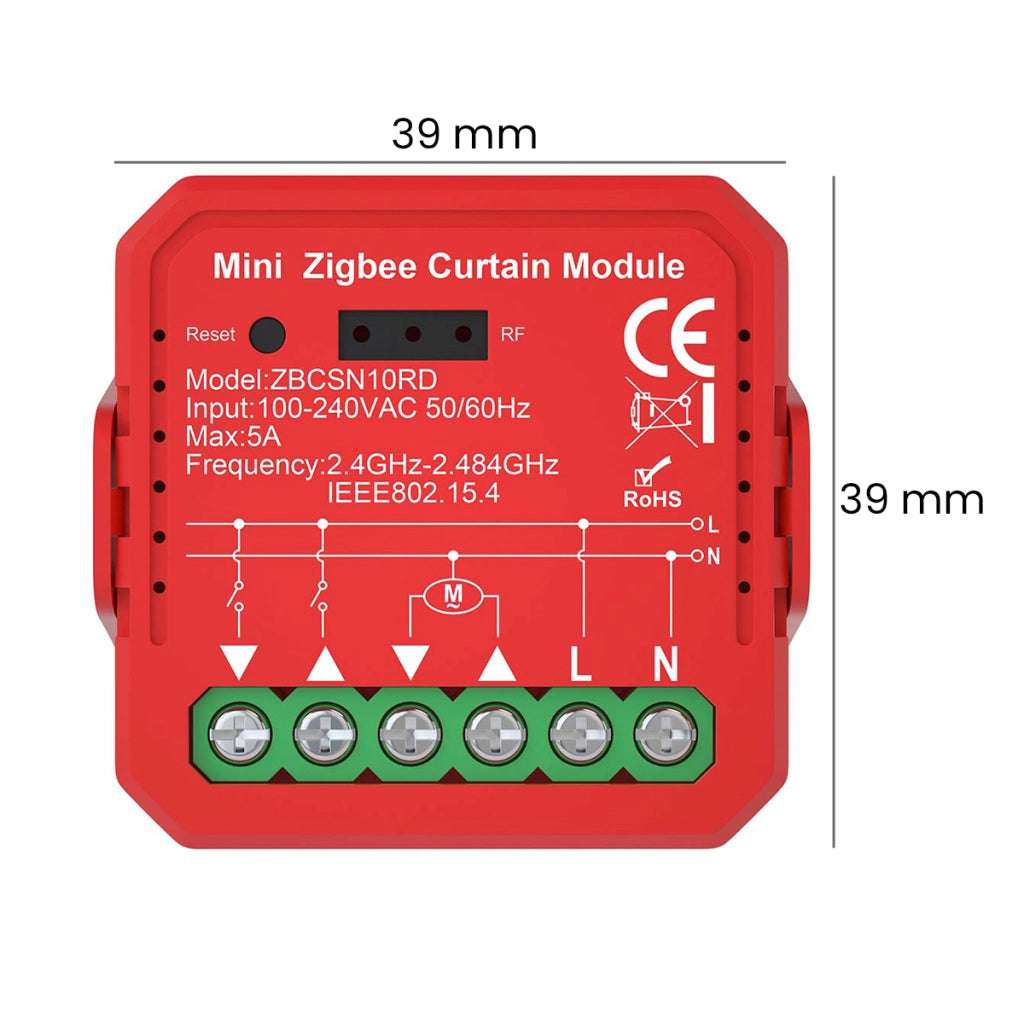 Interruttore Connesso Zigbee 3.0 1000W per Tapparella e Tenda Rosso Nedis